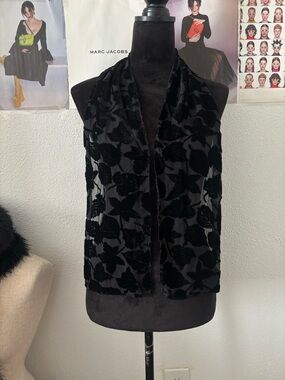 Black Floral Velvet & silk  Scarf - Women Accessories